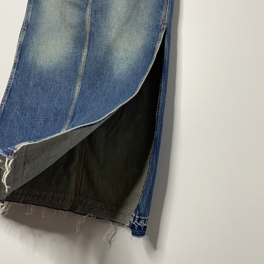 RE/DONE Mid Rise Split Jean Maxi Skirt Women's 23 Herbal Tint Frayed Hem - Picture 5 of 16